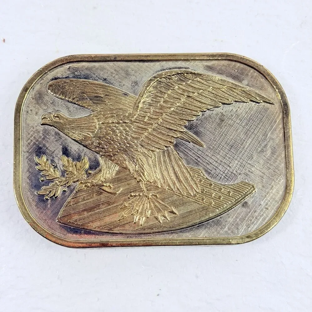 Vintage American Bald Eagle Two Tone United States Belt Buckle Patriotic Western